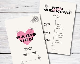 Paris Hen Weekend Itinerary Template (Digital Download)