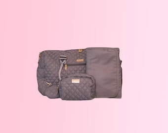 Quilted Diaper Bag: New Mom Baby Shower Gift Set