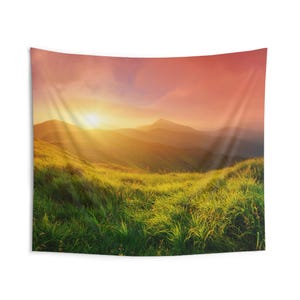 Mountain Sunset Tapestry: Polyester Wall Hanging Art