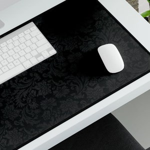 Elegante tapete de escritorio con diseño gótico, elegante tapete de escritorio gótico, tapete de escritorio negro sobre negro, tapete de escritorio Dark Academia en 3 tamaños