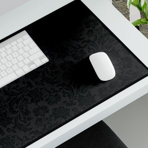 Desk Mat - Elegant Gothic Pattern in Black on Black, Dark Academia Desk Mat Available in 3 Sizes, Perfect for Home & Office