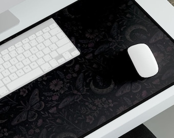 Gothic Luna Motte Schreibtischmatte, schwarze Schreibtischmatte - Einzigartiges Schreibtisch Accessoire, Coole Büro Deko, Gruseliges Home Office Geschenk, Witchy Schreibtisch Sachen, Gothic