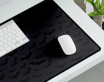 Gothic Schreibtischmatte - Fledermaus Muster Schwarze Schreibtischmatte, Einzigartige Halloween Mauspad & Gruselige Tastatur Matte, Dekor für Zuhause