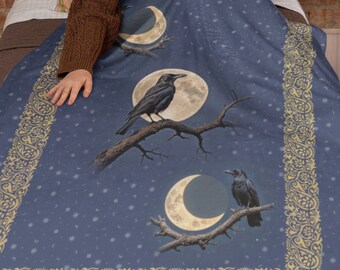 Raven Plush Blanket - Extra-Soft Fine Quality Double-Sided, Cozy Warm Decorative Bedding Gift, Fleece Blanket, Cozy Decor