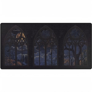 Gothic Cathedral Window Desk Mat, Oversized Mouse Pad, Gaming Pad, Gothic Decor, Office Desk Accessory, Large Desk Blotter