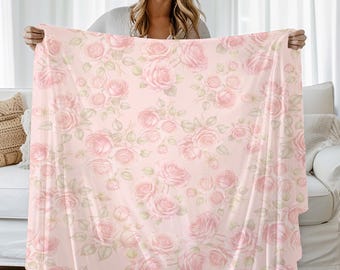 Pink Plush Blanket - Extra-Soft Fine Quality Double-Sided, Rose Coquette, Cozy Bed & Couch Decor, Gift Idea, Fleece Blanket, Cozy Decor