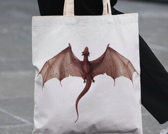 Bolso tote Dragón Volador: Bolso de mano para amantes de los libros de fantasía.