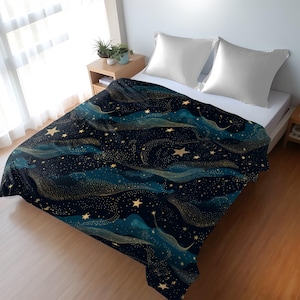 Celestial Duvet Cover - Lightweight Microfiber Starry Bedding for Cozy Nights & Dreamy Decor