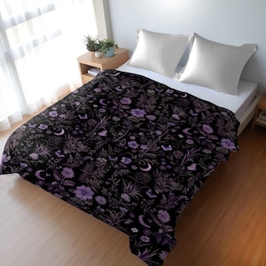 Whimsigoth Duvet Cover: Gothic Moth & Moon Microfiber Blanket