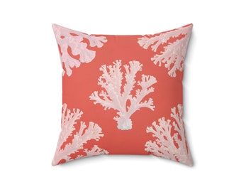 Coral Pillow, Soft Faux Suede Square Pillow