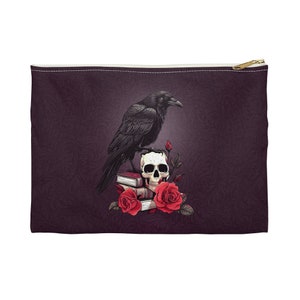 Gothic Raven Accessory Pouch: Skull & Roses Tarot Bag