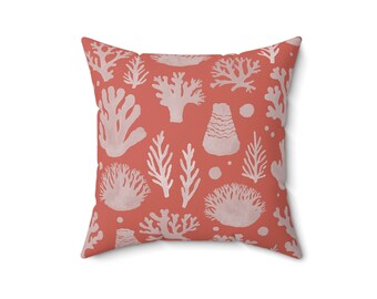 Coral Pattern Pillow: Soft Faux Suede Throw Pillow
