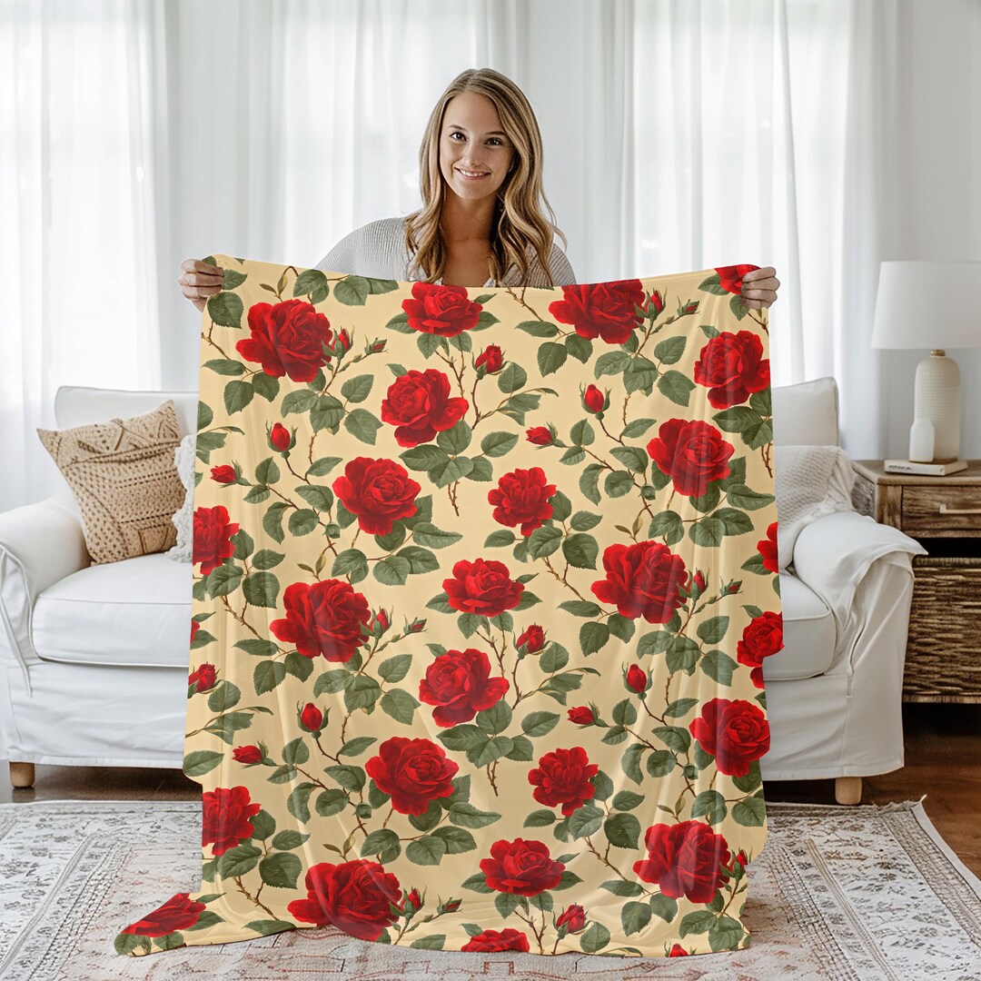 Vintage Roses Fleece Throw Blanket: Double-sided Cozy Decor - Etsy