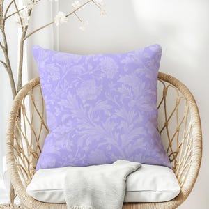 Purple Botanical Pillow: Floral Pastel Throw Cushion, USA Made
