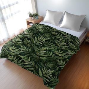 Green Fern Duvet Cover: Lightweight Microfiber Bedding, Nature Inspired
