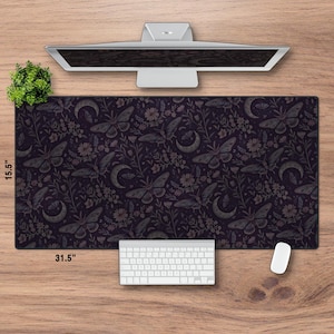 Gothic Luna Moth XL Desk Mat: Dark Goth Desk Pad (31.5 x 15.5 Inch)