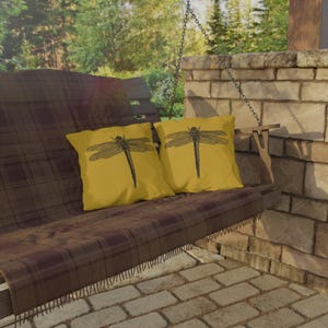 Outdoor Pillow - Dragonfly Yellow, UV and Water Resistant Pillow (No AI) image 9
