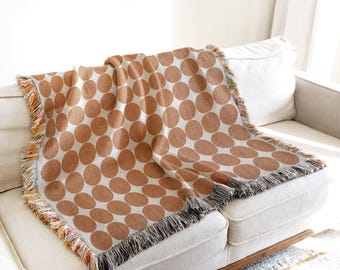 ミッドセンチュリーモダンブランケット - サークル柄タペストリー、綿