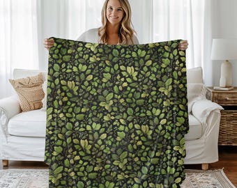 Manta polar de hojas verdes: decoración cottagecore oscura