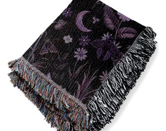 Gothic Witchy Baumwolldecke: Floral Goth Home Decor