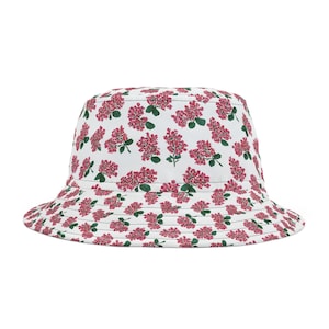 Pink Flowers Bucket Hat, Durable Polyester Bucket Hat, Summer Hat, Summer Bucket Hat