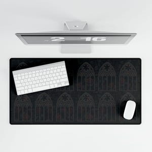 Gothic Cathedral Window Deskmat: Spooky Office Decor