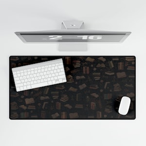 Gothic Academia Desk Mat, Moody Library Desk Mat, Dark Brown Academia Mat in 3 Sizes