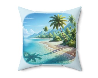 Beach Throw Pillow, Beach Home Decor, Tropical Beach Inspired Pillow, Tropical Pillow, Throw Pillow, Beach House, Beach Decoration Pillow