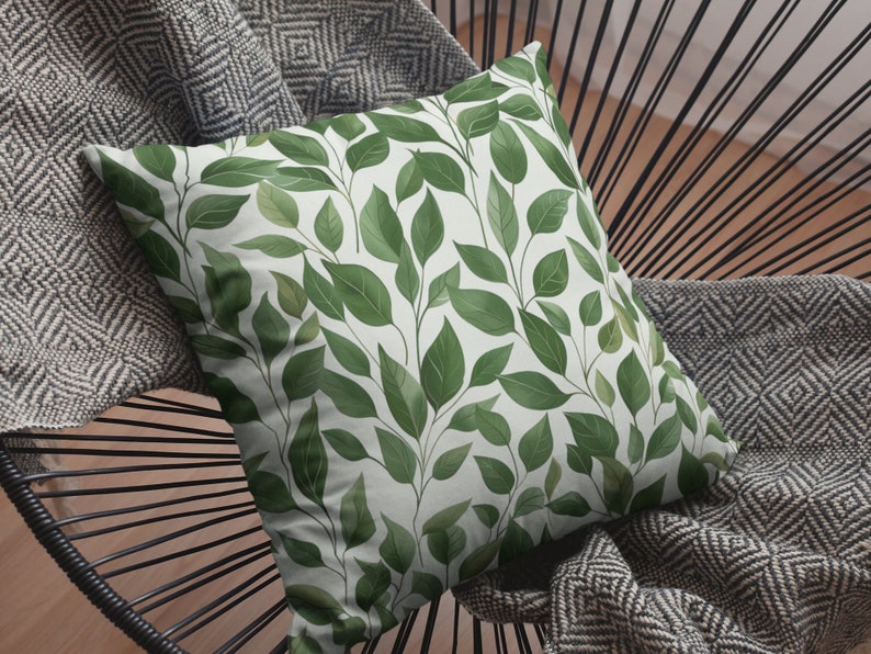 Green Leaf Outdoor Pillow - Thumbnail 4