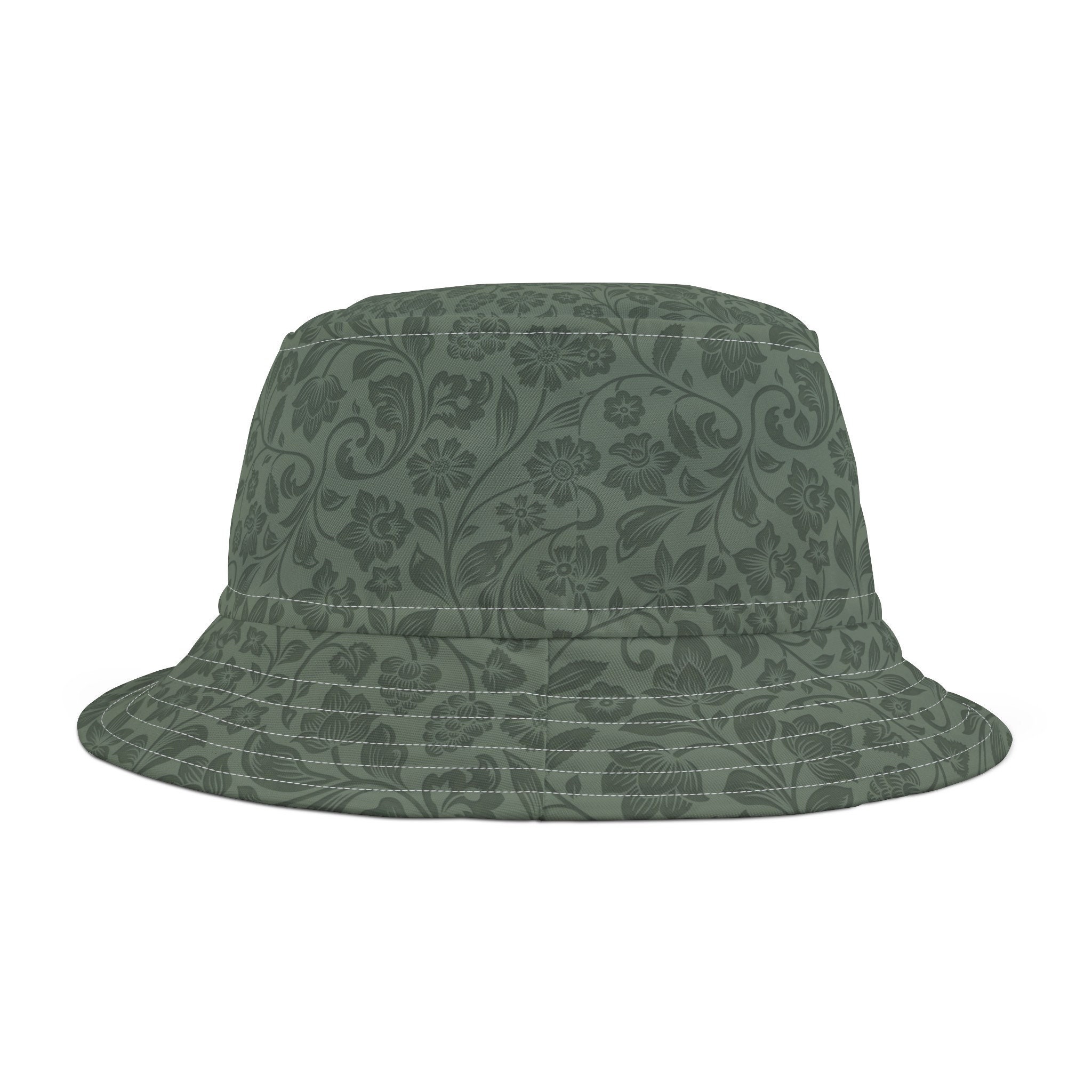 Green Floral Bucket Hat: USA Made Polyester Sun Hat - Etsy display picture 2