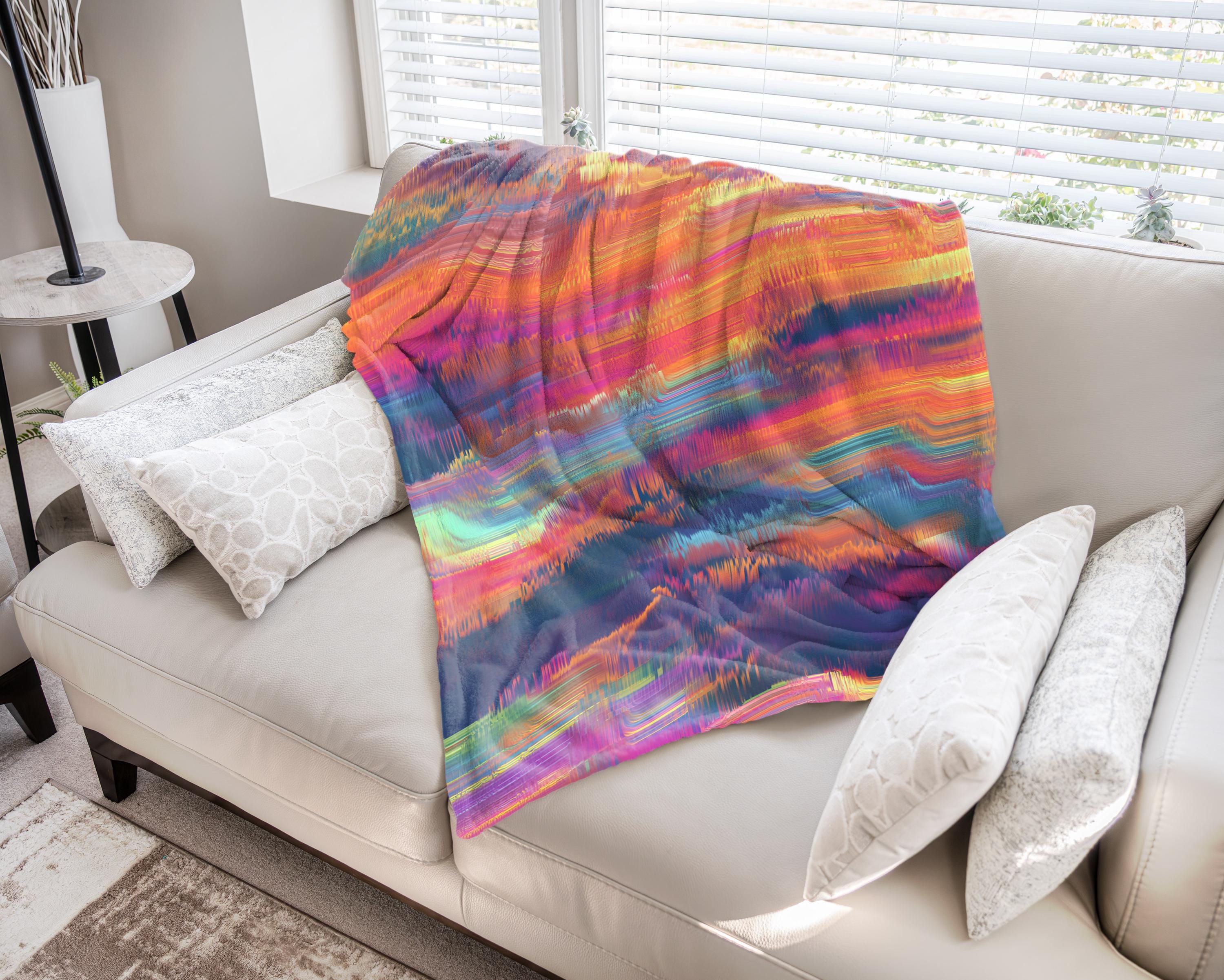 Retro Glitch Fleece Blanket: Double-sided Cozy Decor - Etsy Hong Kong