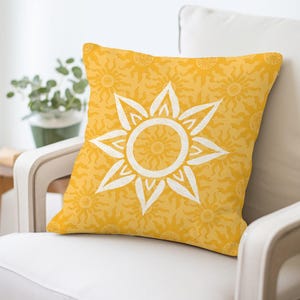 Almofada de Sol - Almofada Quadrada de Alta Qualidade, Decoração de Sol Amarelo Brilhante e Alegre