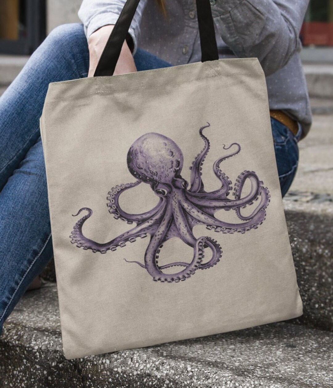 Vintage Octopus Tote Bag: Ocean Inspired Sea Creature Carryall - Etsy