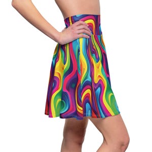 Rainbow Festival Skirt 5% Spandex, Rainbow Rave Festival Women&#39;s Skirt, Dance Skirt, Lightweight Elastic Skirt