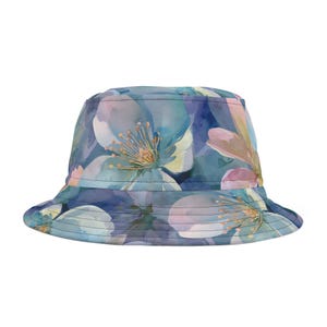 Watercolor Flowers Bucket Hat, Durable Polyester Bucket Hat, Summer Hat, Summer Bucket Hat