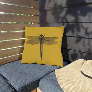 Outdoor Pillow - Dragonfly Yellow, UV and Water Resistant Pillow (No AI) image 8