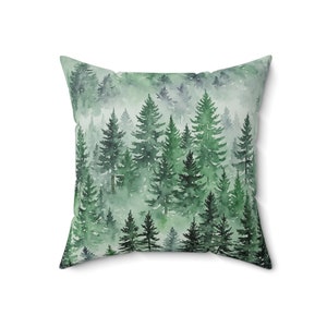 Pine Forest Throw Pillow: Soft Faux Suede Cabin Decor