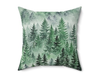 Pine Forest Throw Pillow: Soft Faux Suede Cabin Decor