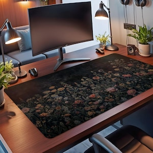 XL Desk Mat | Moody Cottagecore Big Deskmat 18x36 | Dark Academia Office Decor