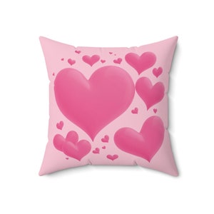 Pink Hearts Faux Suede Pillow: USA Made, Soft Decorative Cushion