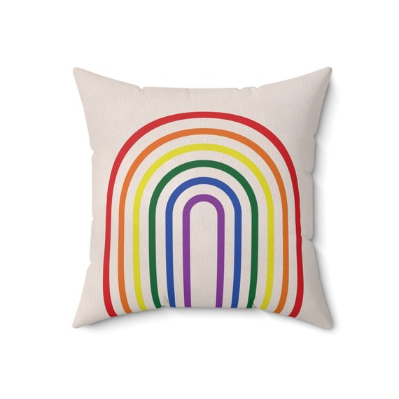 Rainbow Pillow Boho Rainbow Throw Pillow Rainbow Decor Soft Faux Suede Square Pillow Etsy