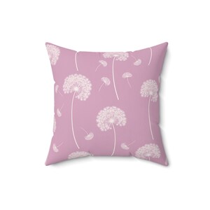 Pink Dandelion Pillow: Soft Faux Suede Square Throw Pillow