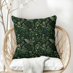 Forest Fern Pillow: Dark Green Accent Cushion, Nature-Inspired Home Decor