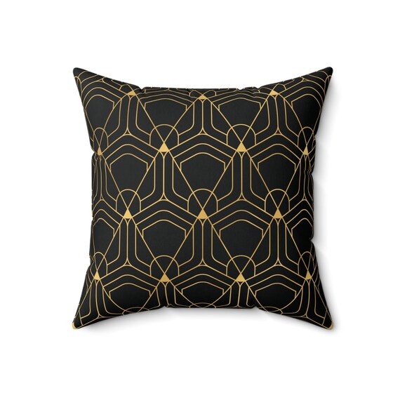 Art Deco Pillow: Glam Faux Suede Geometric Pattern UK