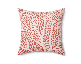Coral Print Pillow: Soft Faux Suede Accent Pillow