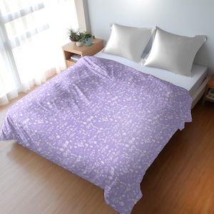 Purple Duvet Cover – Lightweight 100% Microfiber, Lavender Wildflower Theme & Antique White Backing, Cozy Bedding