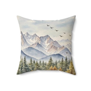Mountain Cabin Pillow: Pine Forest Faux Suede Pillow