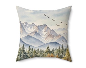 Mountain Cabin Pillow: Pine Forest Faux Suede Pillow