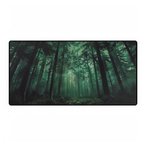 Forest Desk Mat: Nature-Inspired Office Decor, Non-Slip Rubber Base