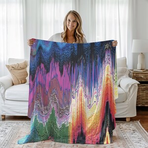 Glitch Blanket - Extra-Soft Fine Quality Double-Sided, Retro Glitch Blanket, Fleece Blanket, Cozy Decor